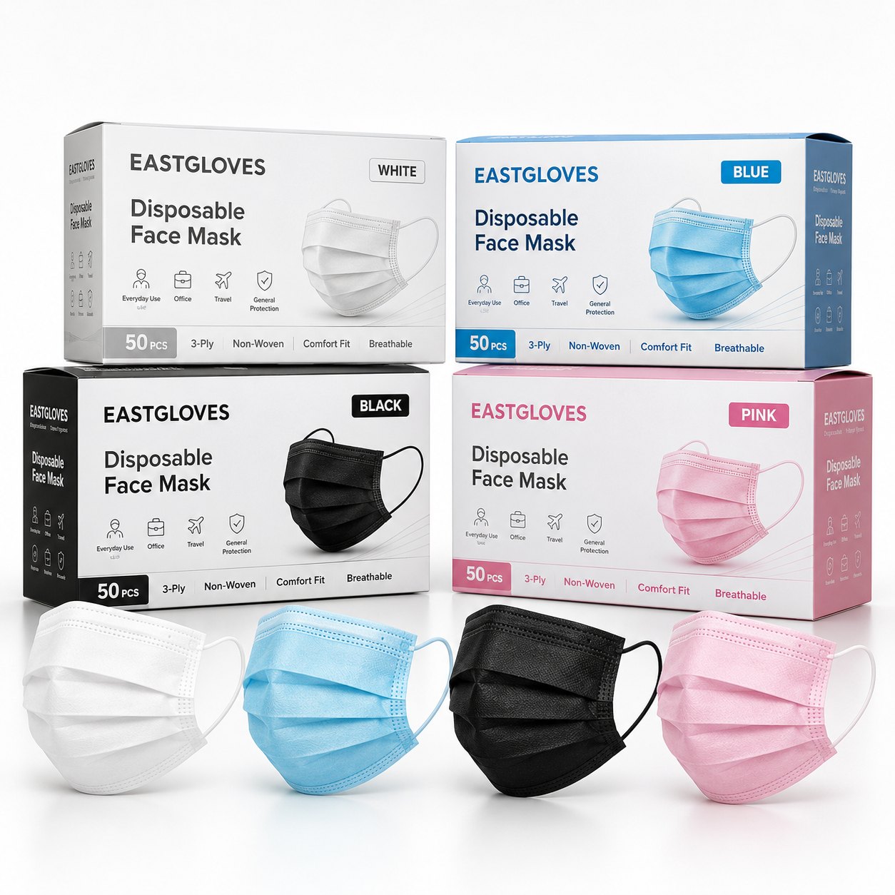 3-ply disposable face masks wholesale supplier