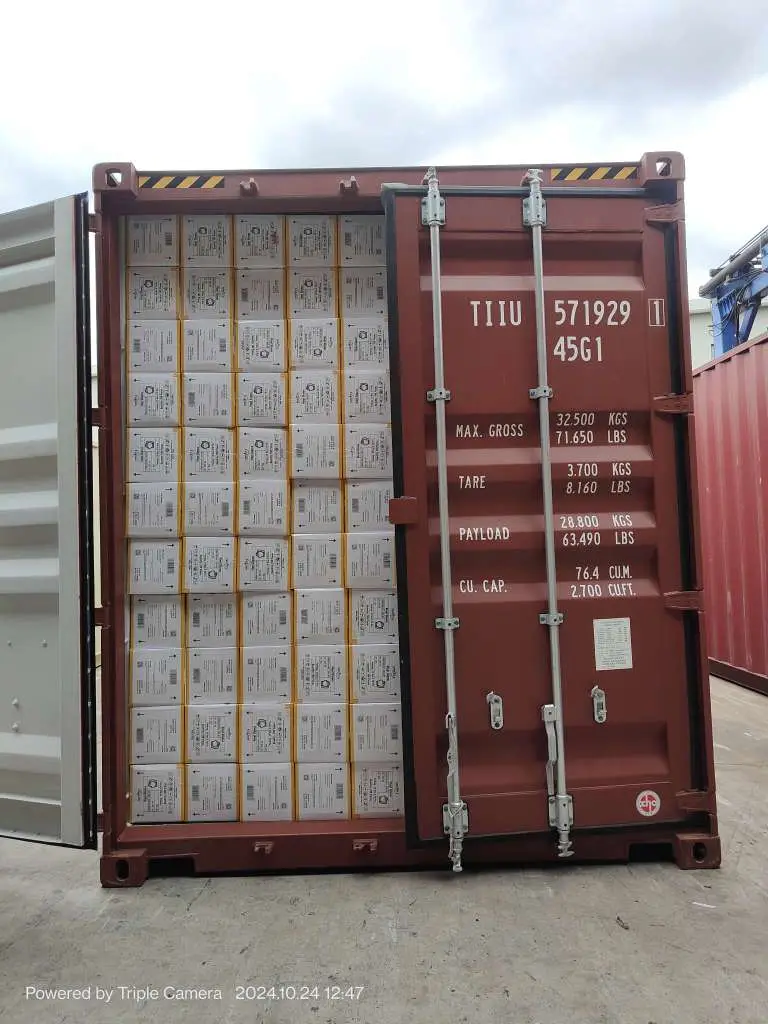 Glove cartons inside a shipping container
