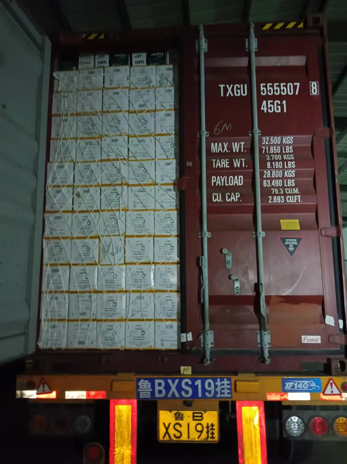 Disposable glove export cartons in a container